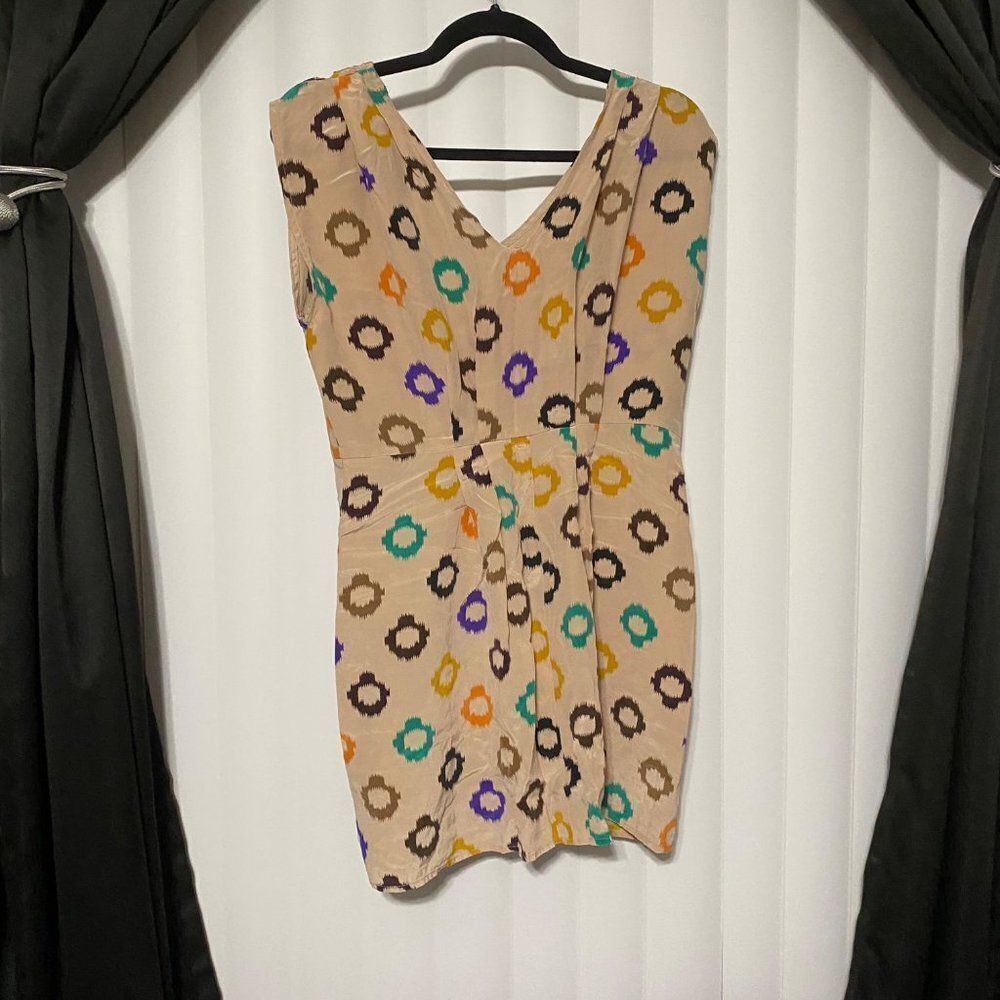multicolored flare v neck blouse